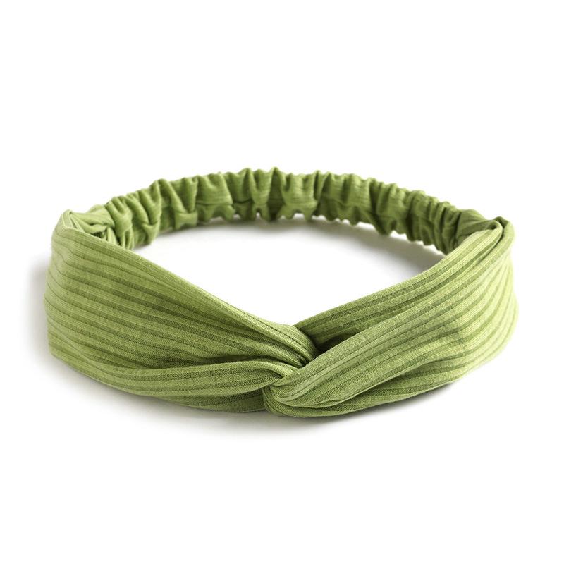 

Criss-Cross Knitted Cotton Elastic Headband with Button Option - Solid Color