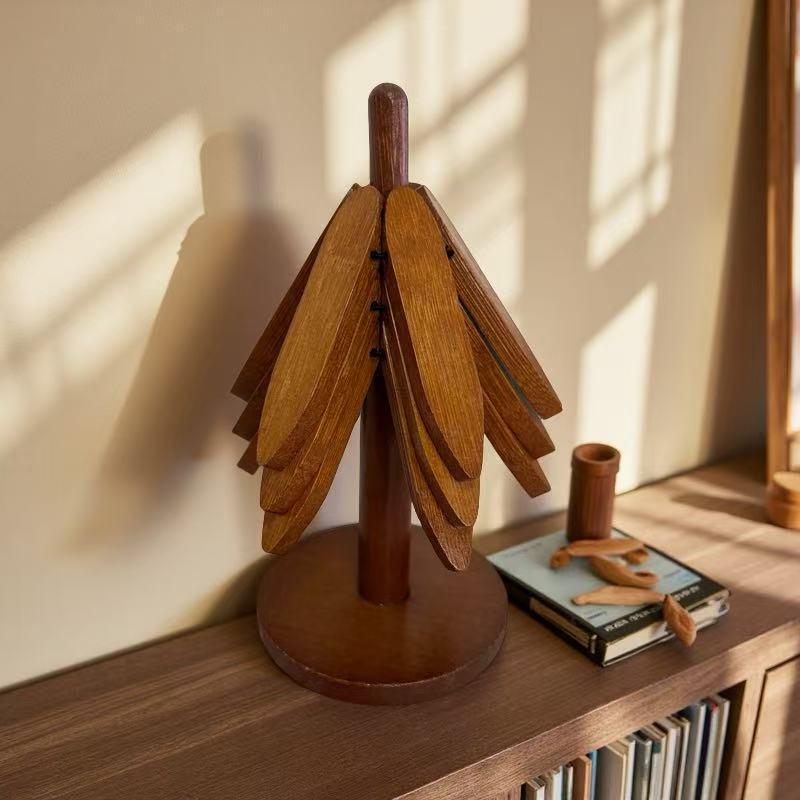 Black Walnut Heat-Resistant Coaster Set - Wooden Table Decoration, Anti-Scalding Insulation Pad.