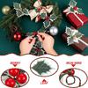 50pcs Artificial Holly Berry Leaves Fake Plants Green Leaf Red Berries for Xmas Tree Wreath Ornaments New Year Party Decor