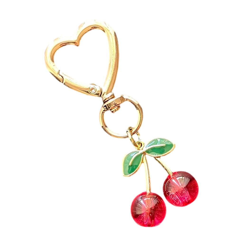 Elegant Sturde Metal Lovely Cherrys Charm Pendant Lock Keyring Fashion Accessory for Stylish Girls Women Ladies