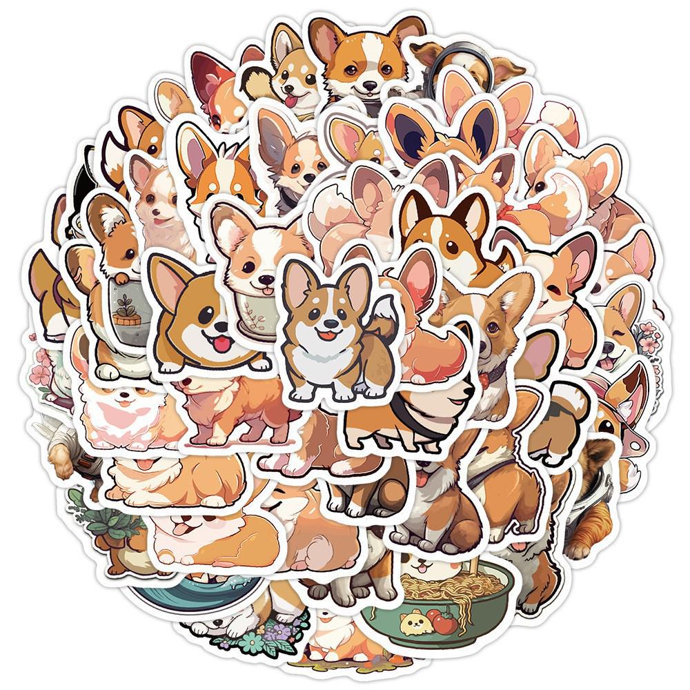 50PCS Cute Cartoon Puppy Stickers: Waterproof Decorative Decals for Phone, Tablet, Laptop, and Refrigerator