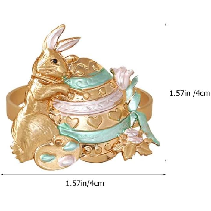 

Cabilock 6Pcs Easter Bunny Rabbit Napkin Rings Set Gold Dining Table Napkin Holder Restaurant Metal Napkin Ring Buckle with Rabbit Pattern Decoration