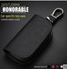 Men's Universal Cowhide Car Key Case with Waist-Mounted Zipper