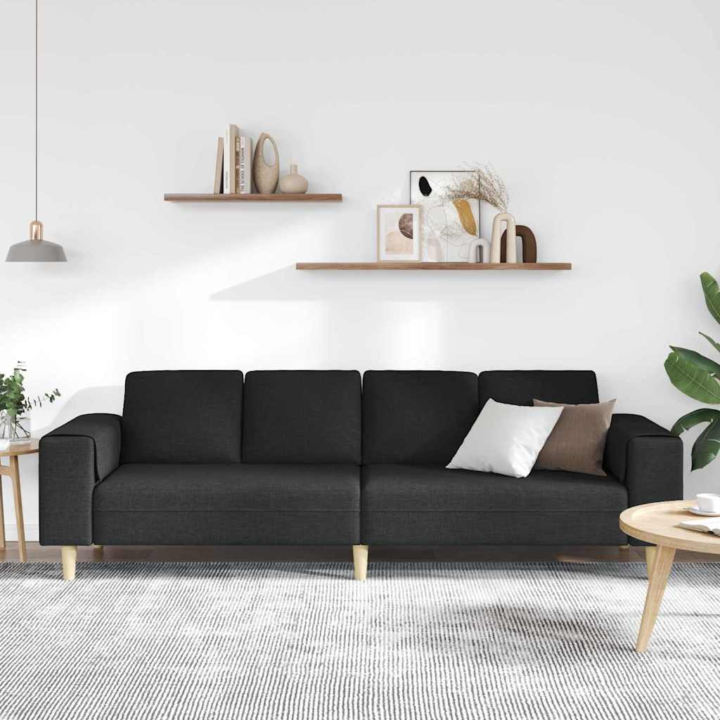 Living Room Sofa Black 250 x 77 x 76 cm Polyester
