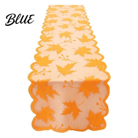 Decorative Fall Dining Table Cover Runner Decorations Maples Leaves Lace Orange Maple Leaf Overlay Runner Autumn Harvest Thanksgiving Decorations