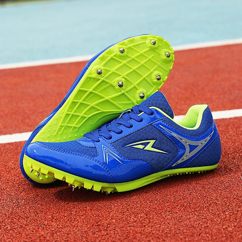 New Blue Track Field Shoes Men Women Outdoor Sport Athletics Spikes For Sneaker Man's Running Training Nail Sprint Shoes Men cm