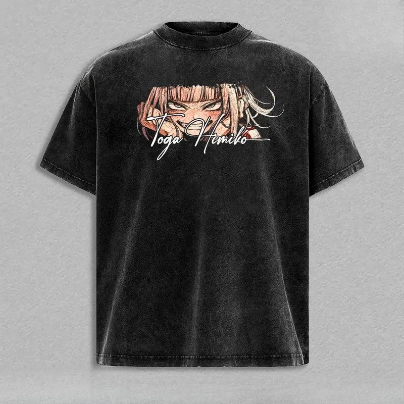 My Hero Academia Himiko Toga Graphic T Shirt Men Women Short Sleeve Clothing Casual Cotton Tshirt Vintage Washed Streetwear