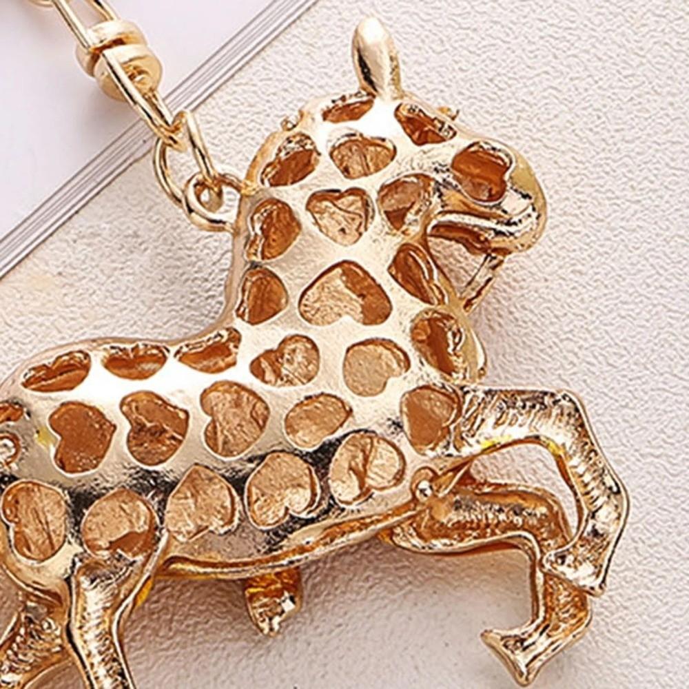 Elegant Rhinestones Horse Keychain Sparkling Car Key Chain Fashion Animal Key Ring  for Women Men