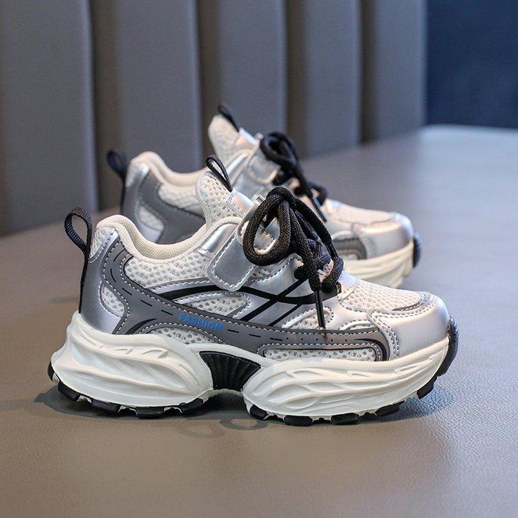 

Sneakers for girls and children Spring 2025 New fashion casual mesh breathable casual shoes Non-slip running shoes 37 серебряный