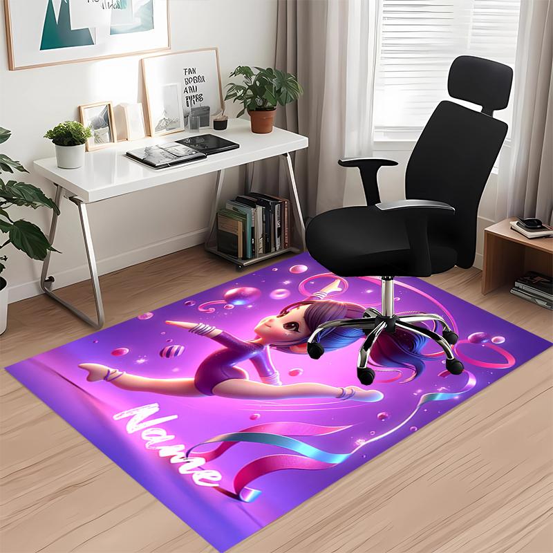 Custom Name gymnastics Printed Carpet, for Office Chair Living Room Bedroom Kitchen Room Decor Gifts.