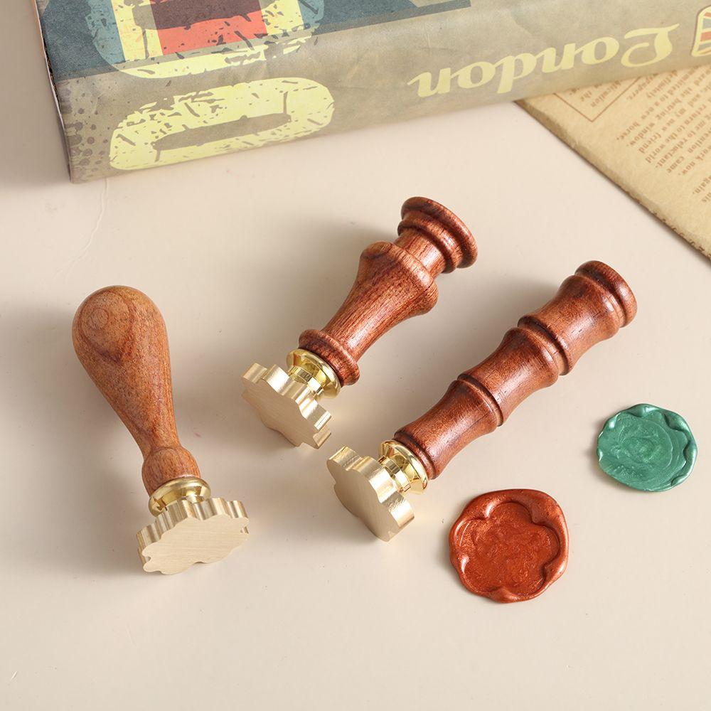 Christmas Card Seals Stamps DIY Craft Paint Seal Wood Handle Wood Color Wax Sealing Stamp