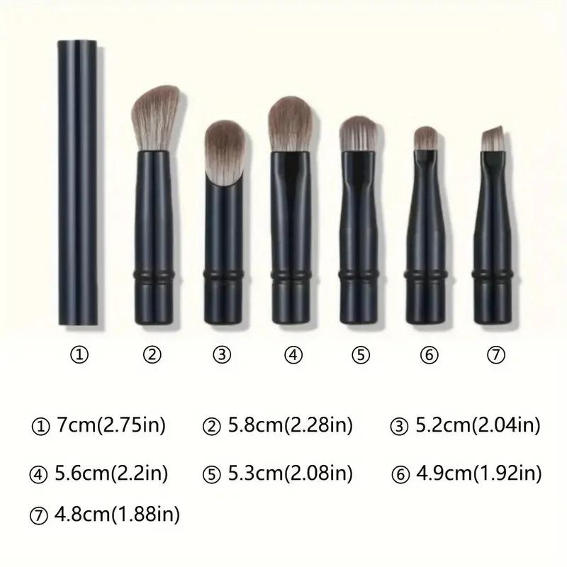6Pcs Mini Makeup Brushes Set Portable Retractable Soft Concealer Brush Foundation Eye Shadow Tool Eyelash Brush With Storage Box
