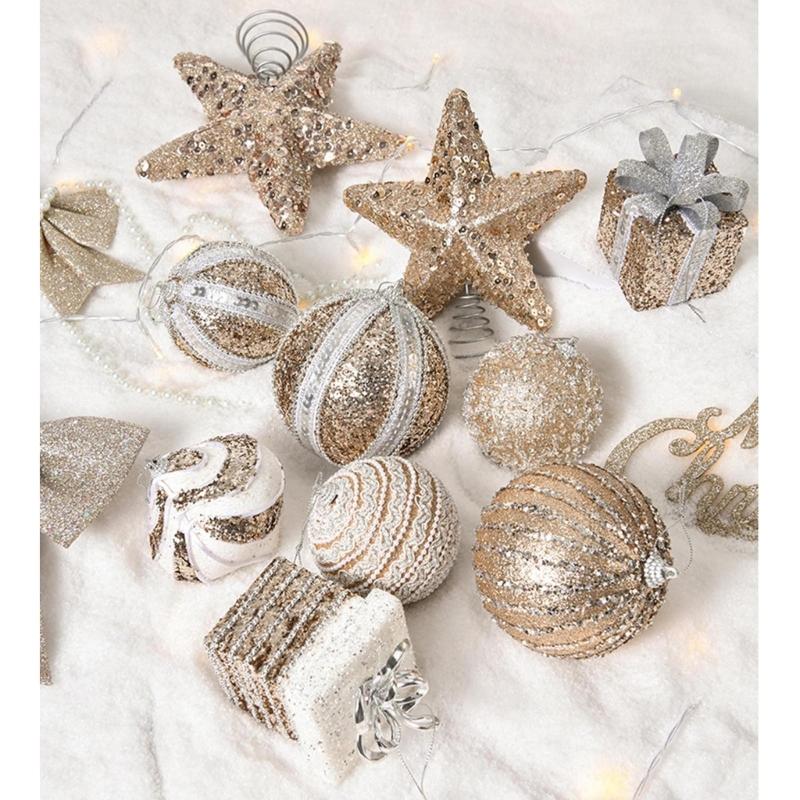 8Pcs Glittering Christmas Ball Ornament Shatterproof Decorative Baubles Christmas Tree Decorations For Wreath Door Wall