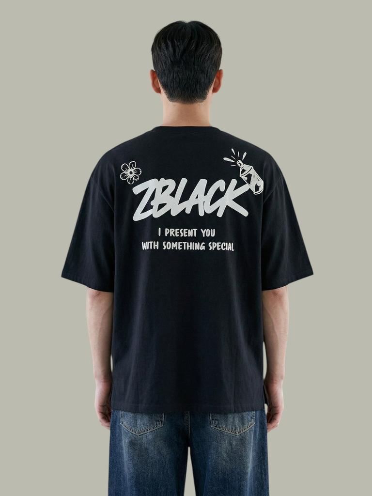 ZBLACK Spray Print Oversized Short Sleeve White