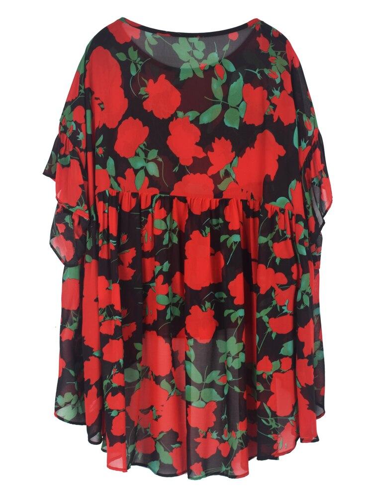 Xitao Loose Fashion Women Chiffon Print Shirt Top GJ0024