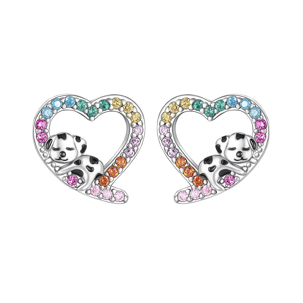 Luxury 925 Silver Pink Bowknot Stud Earrings Diamond Flower Heart Hoop Earrings for Women Sweet Fine Jewelry Gift