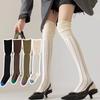 Vertical Stripes Over Knee Stockings Loose Mouth Tall Thigh High Socks  Autumn Winter Pure Cotton Thermal Knee Length Stockings