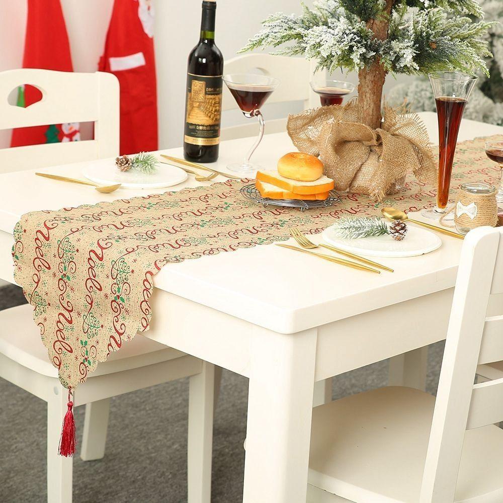 

Home Christmas Ornament Tablecloth Table Desktop Decorative Christmas Decoration Table Runner B
