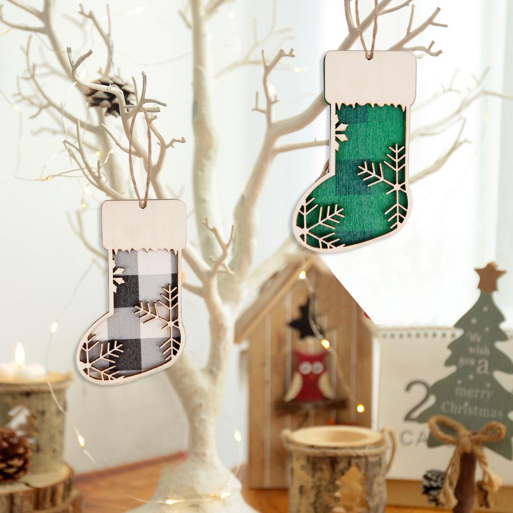 Vintage-style Wooden Christmas Stocking Decoration Ideal For Cozy Festive Settings