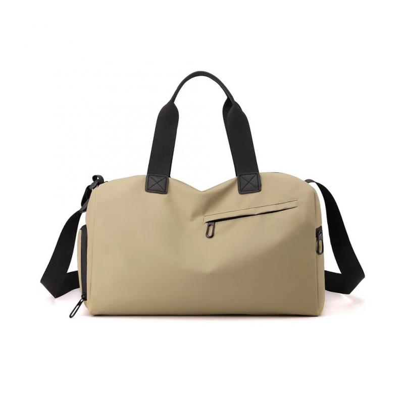 (Khaki) Zipper Large Capacity Oxford Travel Bags Solid Fitness Bags Thickened Fabric High Capacity Waterproof Luggage Sports Bags