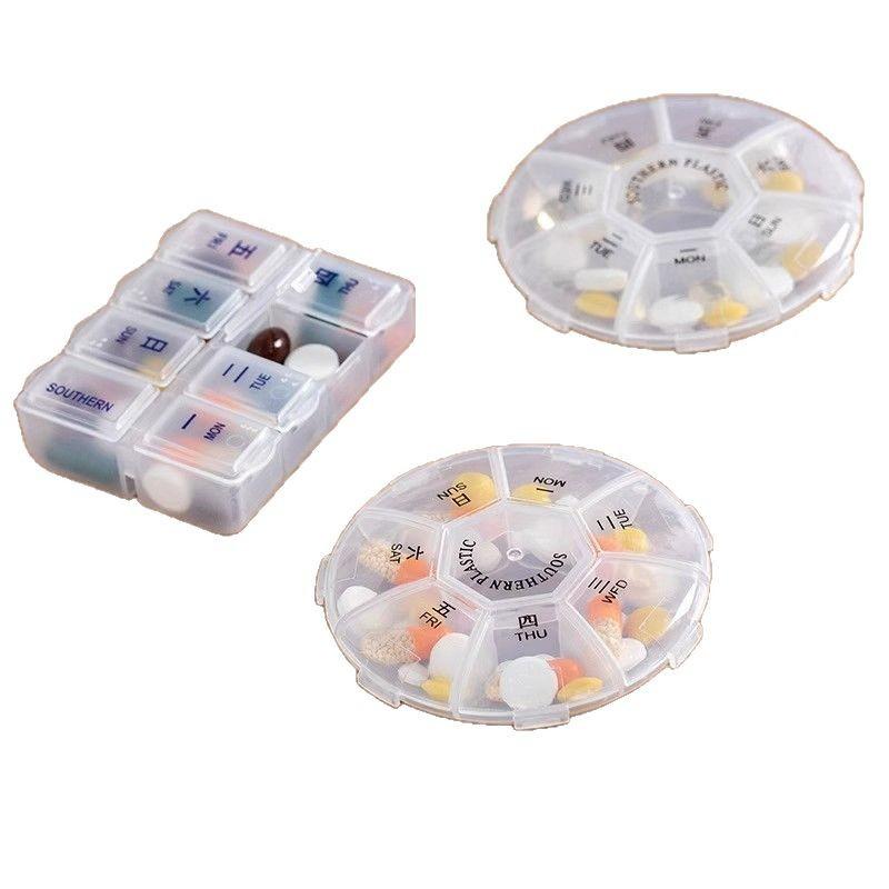 2Pcs/set Portable Sub-packing Pill Box 7 Days Tablet Small Mini Carry-on Travel Week Medicine Pill Storage Box