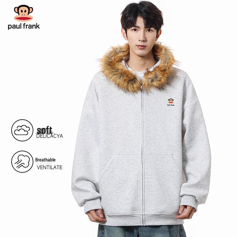 Paul Frank Men's Hooded Fur Collar Windproof Hoodie Jacket