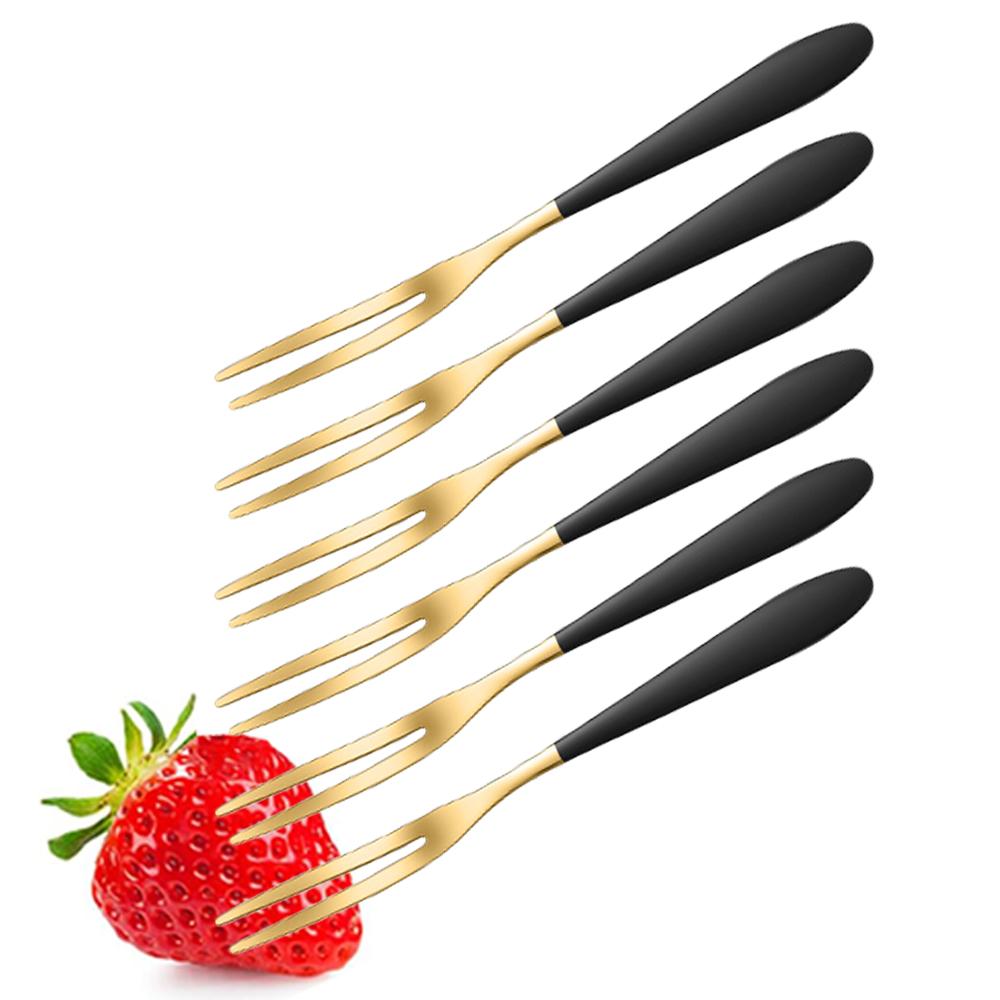 Fruit Forks Set of 6, 5.12Inch Stainless Steel Cocktail Fork Appetizer Small Forks Fruit Salad Fork for Party Hotel Restaurant