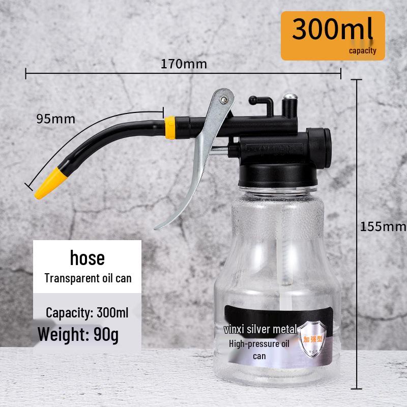 

High-Pressure Manual Oiler with Long Spout and Transparent Body