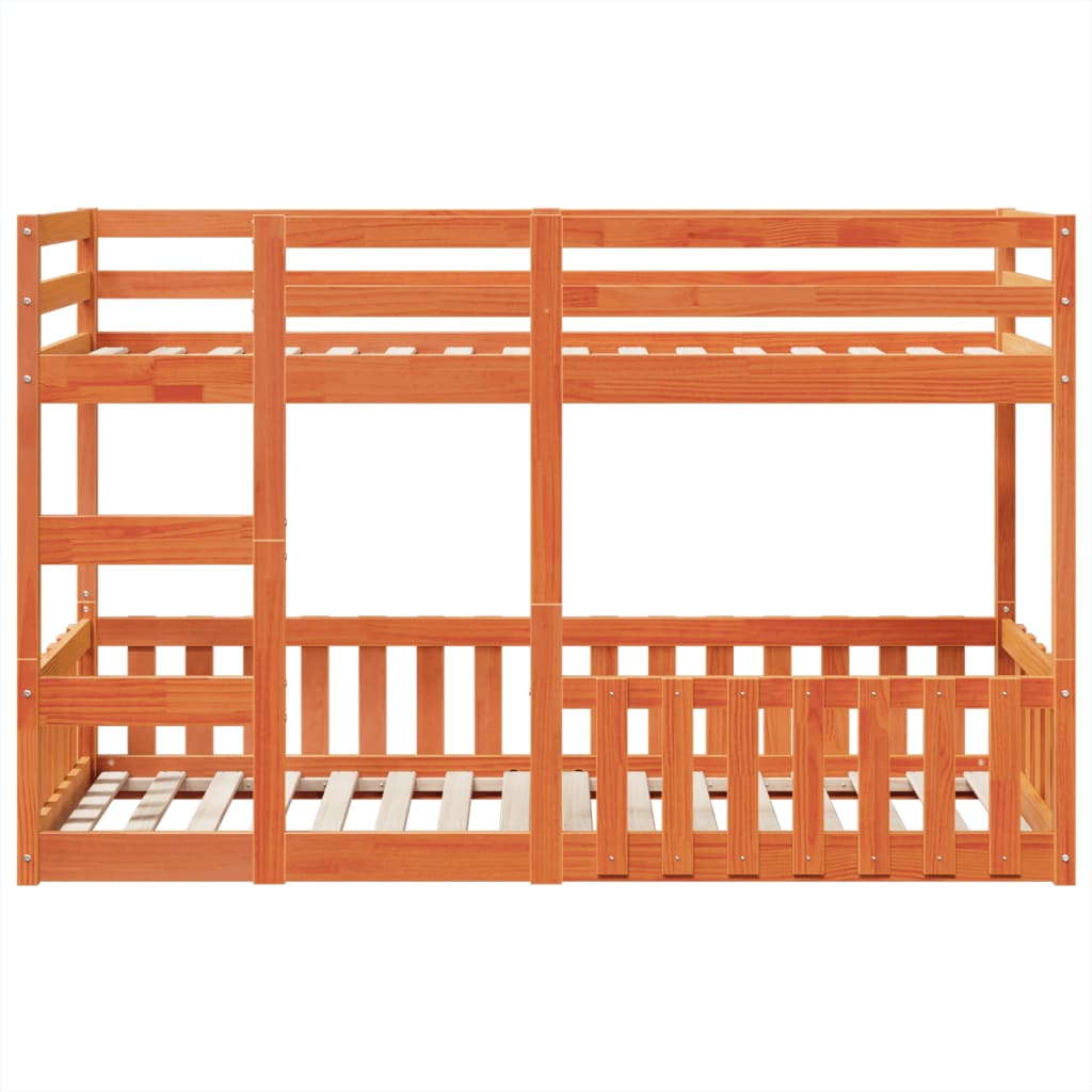 Bunk Bed Wax Brown 75 x 190 cm Solid Pine Wood