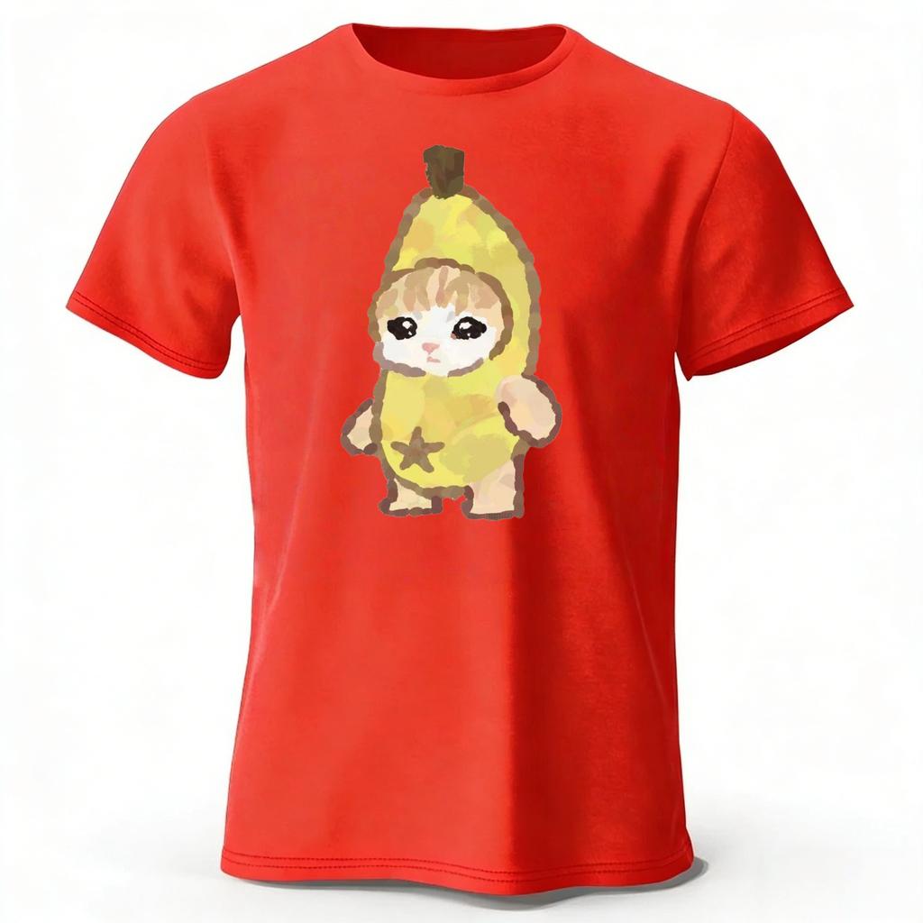 2026 Trendy Banana Kitten New Pure Cotton Short Sleeved Menwomen Daily Street Wear Plus Size Comfortable Casual Tshirt Top