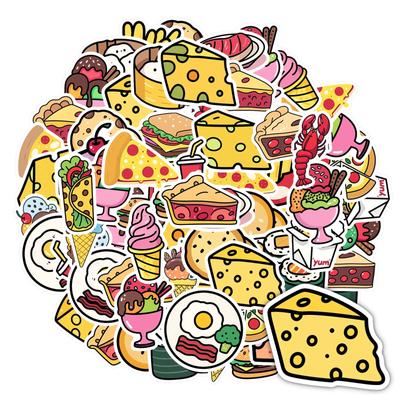 35pcs-50pcs Playful Food Stickers Cartoon Desserts  Stickers Stationery Stickers For DIY Phone Laptop Scrapbook Bike