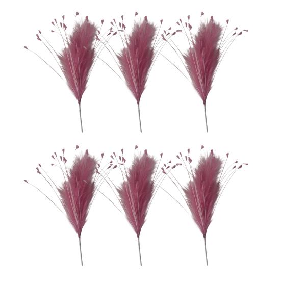 6 Pcs Faux Pampas Grass Decor 17.7" Short Fluffy Fake Pompas Branches Multicolor Artificial