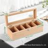 Bamboo Multi-Compartment Tea and Coffee Storage Box with Transparent Glass Lid - Desktop Organizer and Gift Box