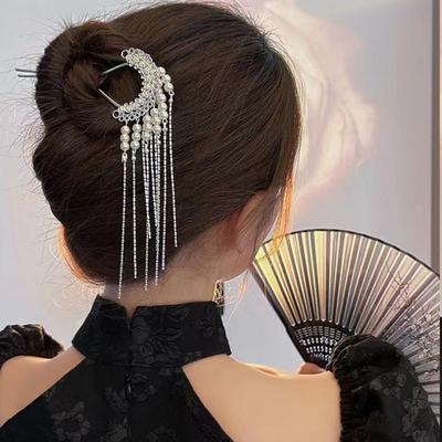 Glitter Pearl Tassel Hairpin Vintage Chinese Style Butterfly Hair Stick Women Girls Jewelry Hair Accessories Hanfu Hairpins