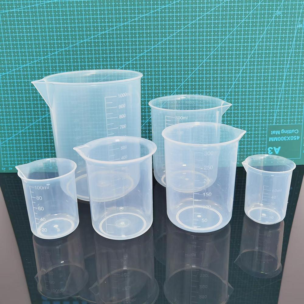 6Pc Transparent Measuring Cups For Kitchen Laboratory Test Beaker With Scale 50/100/200/300/500/1000ml Clear Plastic Mixing Cups