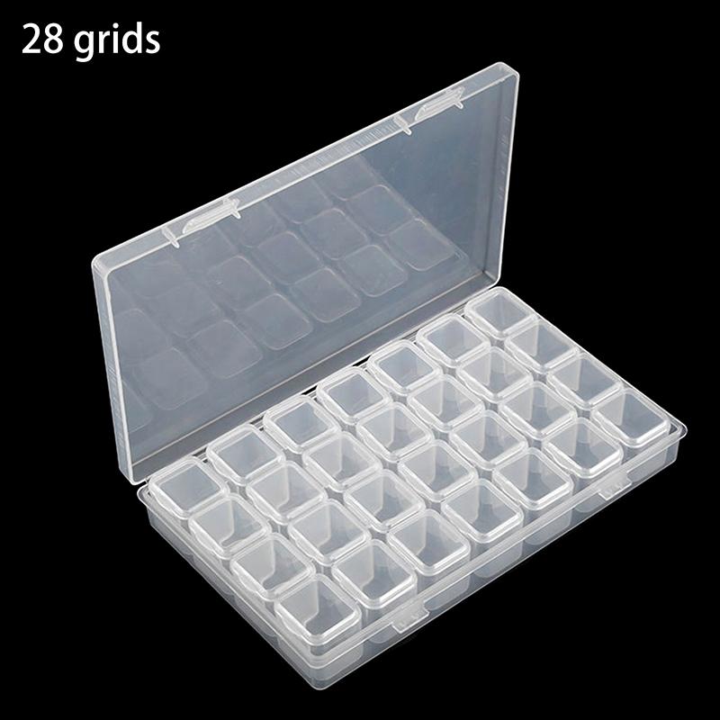 

28/56 сеток, ящик для хранения ювелирных изделий с бриллиантами своими руками, прозрачные сетки, инструменты для дизайна ногтей, футляр для хранения бусин, органайзер