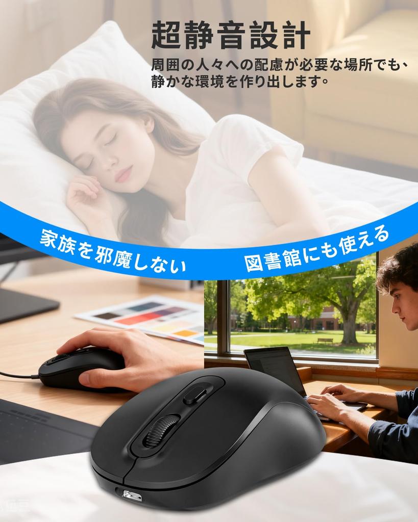 Wireless Mouse, Bluetooth 2.4GHz, Quiet, Compact, Instant Connection, Type-C Rechargeable, Energy-Saving, Optical, High Precision, High Sensitivity,