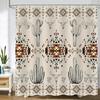 Western Country Tribal Geometric Cactus Shower Curtain Bathroom Decoration Polyester Waterproof Shower Curtain with 12 Hooks
