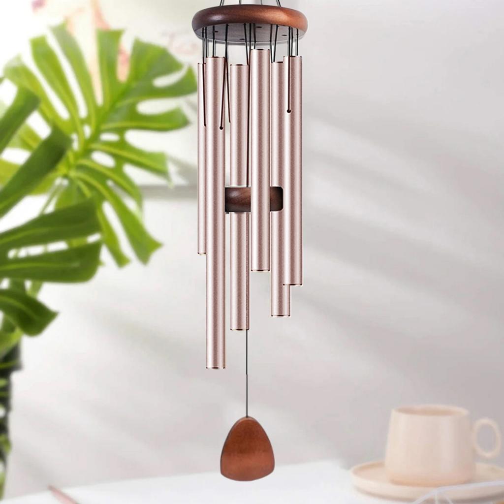 Classic 26 Inch Aluminum Pipe Wind Chimes With Wooden Hanging Tag Farmhouses Terraces Gardens Balcony Corridor Decoration