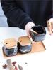 Matte Marble Pattern Ceramic Kitchen Spice Jar Oiler Set Wooden Cover Salt Shaker Spice Jar Kitchen Condiment Storage Rack Set