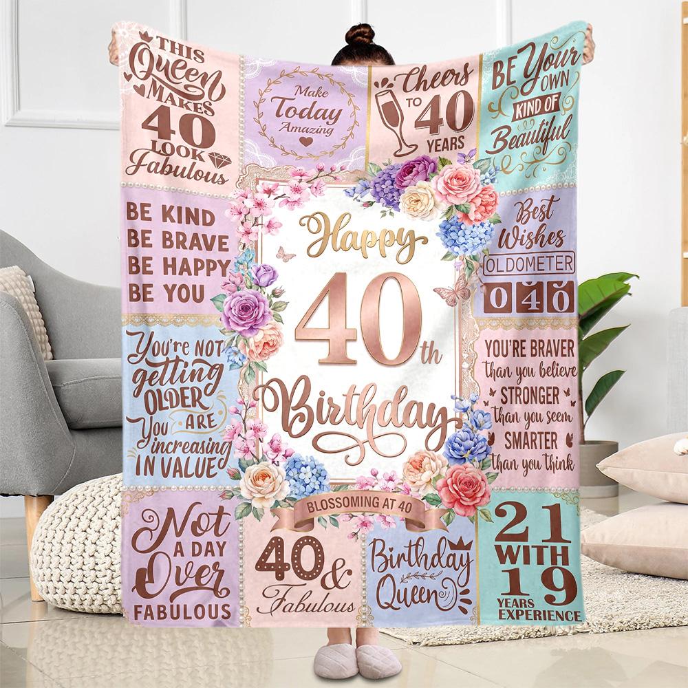 40th Birthday Celebration Quotes Blanket Warmthful Decor Great for Picnics Bed Office All-Season Use Warmthful Decor