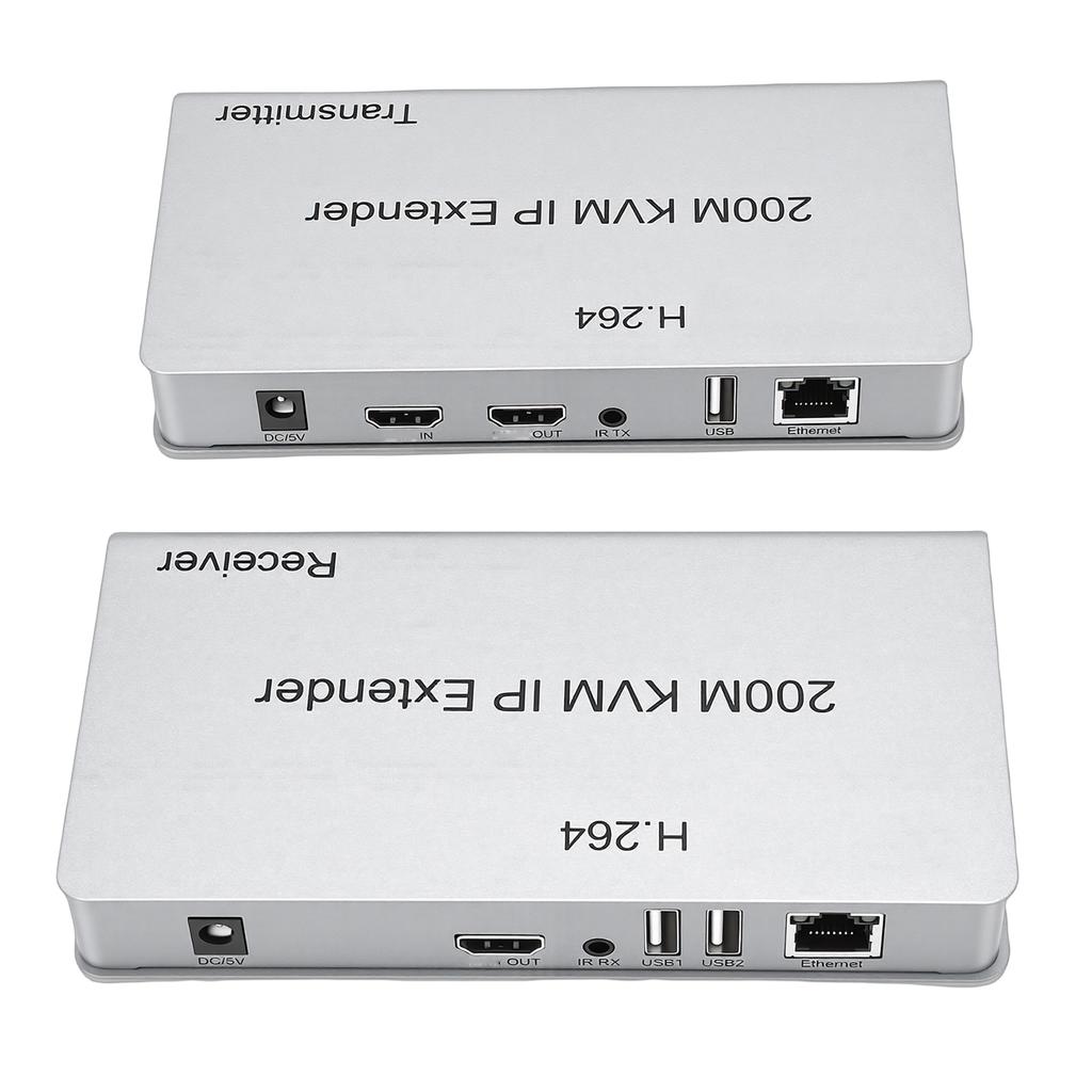 KVM HD USB Extender with Wide IR Over Cat5e Cat6 656.2ft RJ45 KVM Over IP HD Extender for PC HDTV Display US Plug