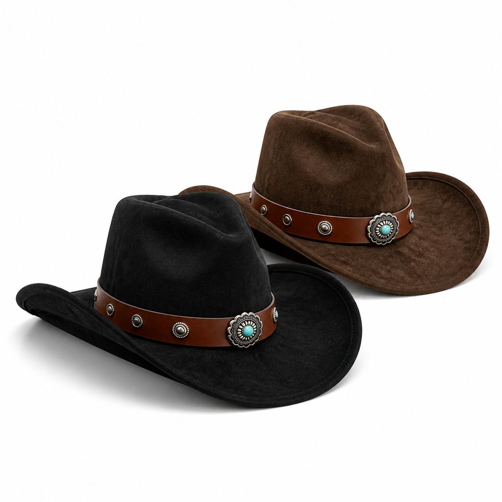 Faux Suede Western Cowboy Hat Decorative Concho Band Western Ranch Hat Cowgirl Hat Western Outfits