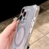 For Magsafe Phone Case For iPhone 17 16 15 14 13 Pro Max Plus 16e 17 Air Metal Buttons Transparent Clear PC Hard Cover