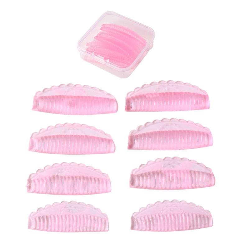 

4 Pairs Grade Silicone Eyelash Curling Tools Ergonomic Design Travel Friendly Beauty рожевий