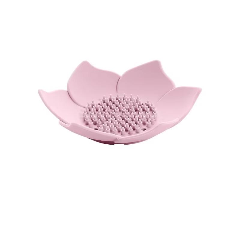 

Коробка для мыла в форме лотоса, нескользящая портативная силиконовая подставка для слива мыла, мыльница для слива, аксессуары для ванной комнаты розовый