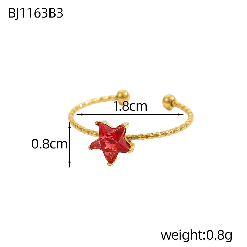 CARLIDANA Minimalist Colourful Cubic Zircon Rings Jewelry Stainless Steel Gold Plated Hot Sale Heart Star Open Rings for Women