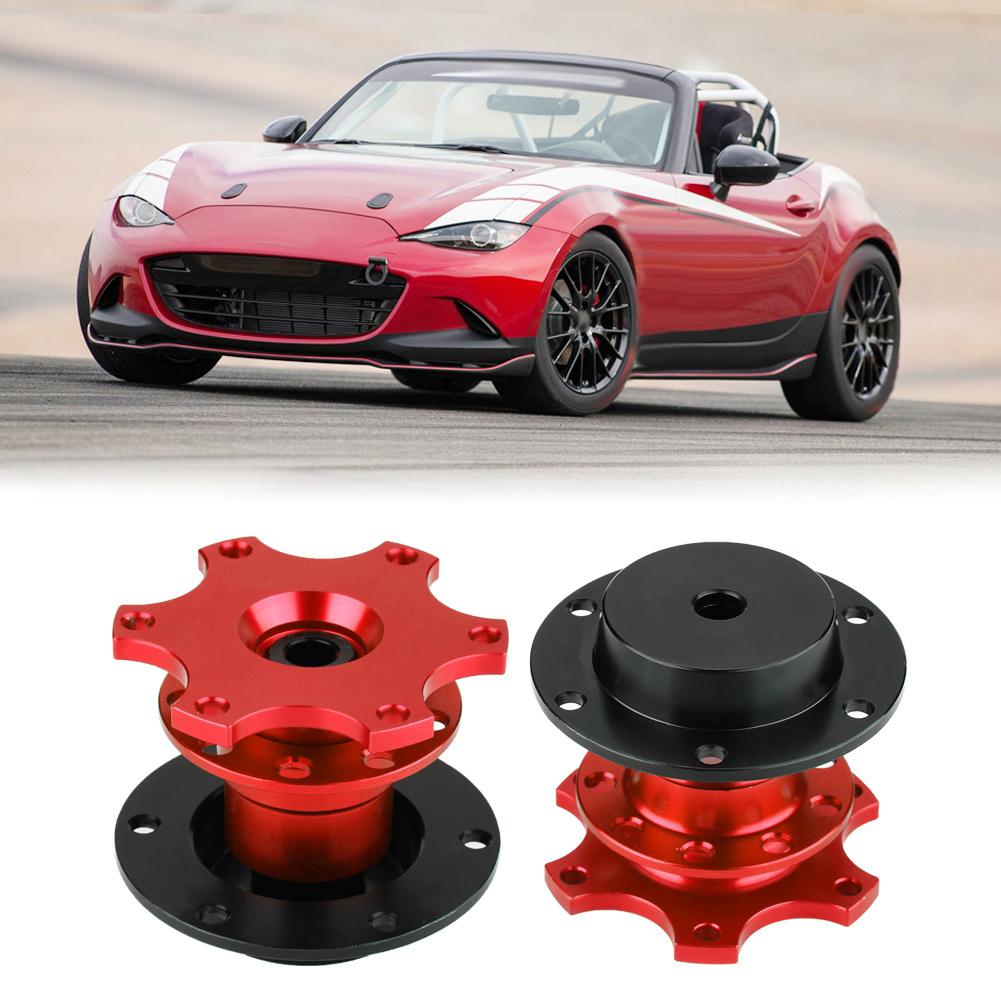 Car Steering Wheel Hub Quick Release Adapter Snap Off Kit with Screws(Red)