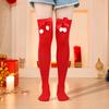 1 Pair Christmas Stockings Colorblock Striped Retro Bright Color Bow Decor Anti-slip Skinny Performances