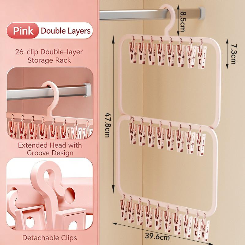 18/26 Clips Warerobe Storage Hanger Drying Socks Holder Plastic Socks Hanger Rack Multi-clip Towels Underwears Caps Hats Hooks